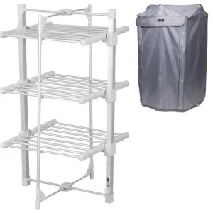 GlamHaus Electric Heated Clothes Airer Dryer Rack Aluminium with Cover 43-2-592