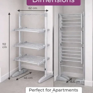 Neo Electric Heated Clothes Drying Rack 3 Tier Foldable Aluminium Laundry Airer