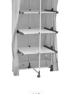 BLACK+DECKER 63091 3-Tier Heated Clothes Airer with Cover & Wheels - Cool Grey